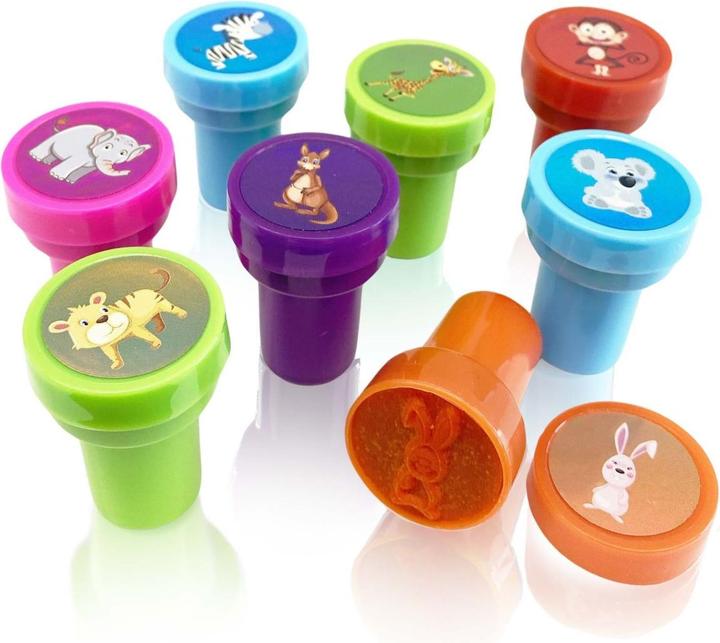 Produktbild Craze Stempelset Kinder - 8 Stempel Kinder mit Tiermotiven, Tierstempel in 6 Farben, Kinderstempel a