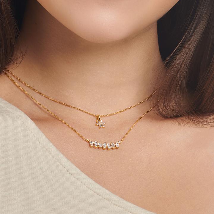 Immagine prodotto Thomas Sabo Collana Fiore Pietre Bianche (Dorato, Con pietra/e, Argento 925, 45 cm)