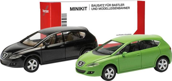 Produktbild Herpa 013970 H0 PKW Modell Seat Leon, schwarz und grün