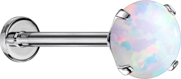 Produktbild Star Piercing Micro Threadless Labret silber Opal weiss gefasst (Titan G23, ohne Messing)