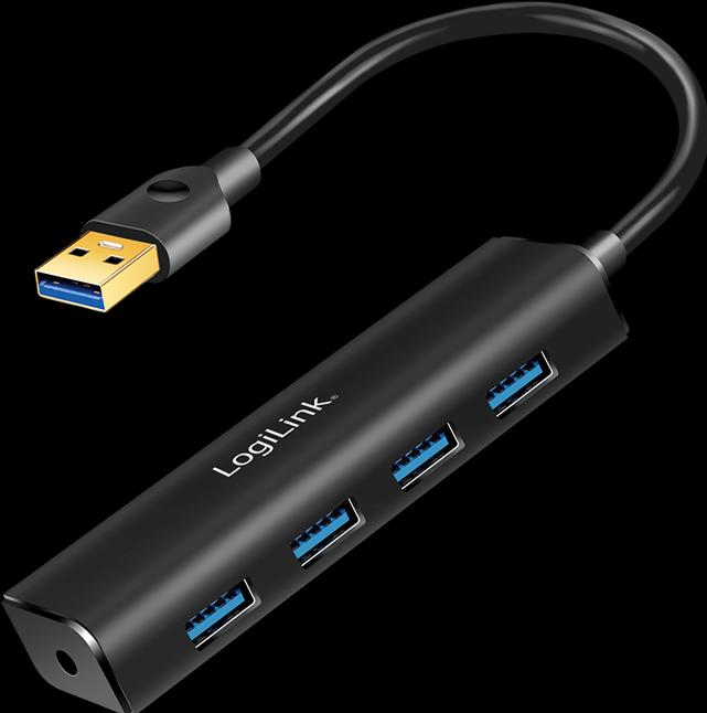 Produktbild LogiLink USB 3.0-Hub 4-Port schwarz Buspowered (USB-A, 4 Ports)