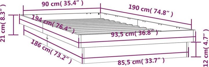 Produktbild VidaXL Bett mit LED-Beleuchtung Kiefer (140 x 200 cm)