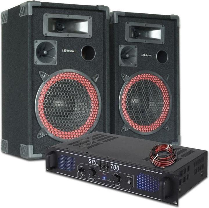 Skytec DJ PA PA -Lautsprecher und Verstärker -Kombination 700W (Aktiv)