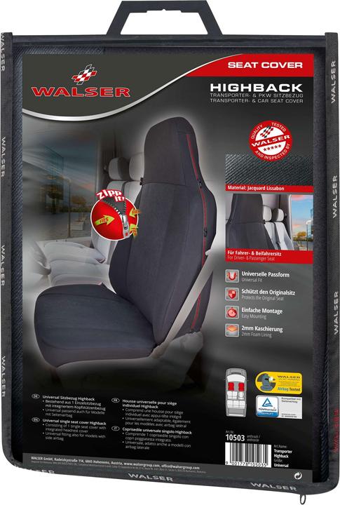 Immagine prodotto Walser Coprisedile auto universale con cerniera per sedili con poggiatesta integrato