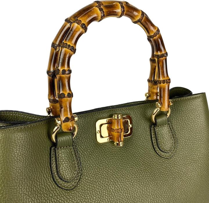 Actual product image Only-Bags.Store Leather Handbags, Bamboo Handle Bag, Genuine Leather Handbags, Handmade Leather Bag