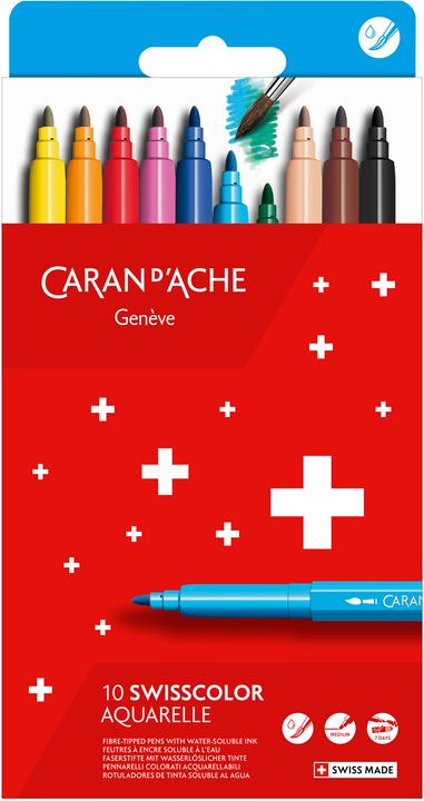 Caran d'Ache Swisscolor Fasermaler Kartonschachtel (Mehrfarbig, 10 x)