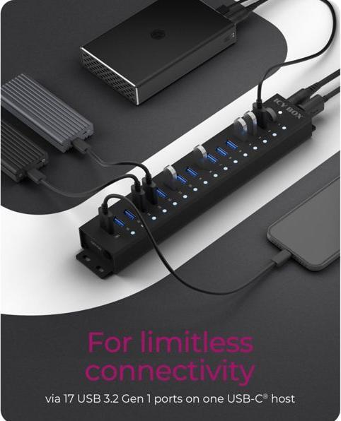 Produktbild Icy Box IB-HUB1717-U3 (USB-C, 17 Ports)