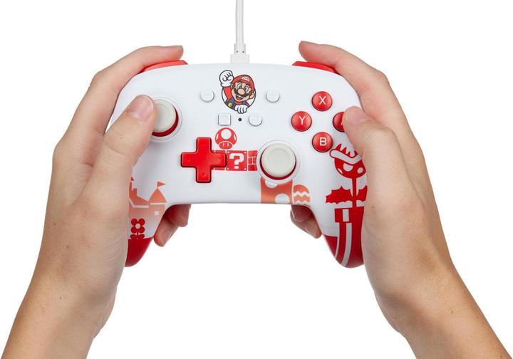 Produktbild PowerA Controller für Nintendo Switch (kabelgebunden, Mario Rot/Weiss, offiziell lizenziert) (Switch)