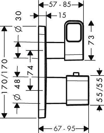 Produktbild hansgrohe AXOR Urquiola Thermostat Unterputz mit Absperrventil