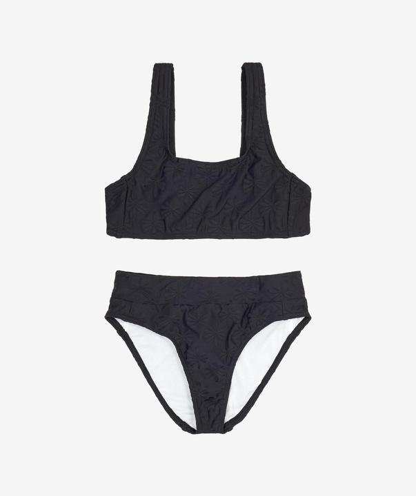 Image du produit Olaian Maillot 2 pièces surf brassière taille haute Fille - 500 Lao miami noir (140)