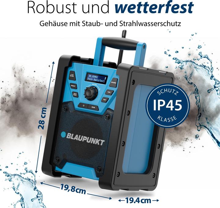 Produktbild Blaupunkt Baustellenradio mit DAB+ und Akku | BSR 300 (DAB+, UKW, Bluetooth)