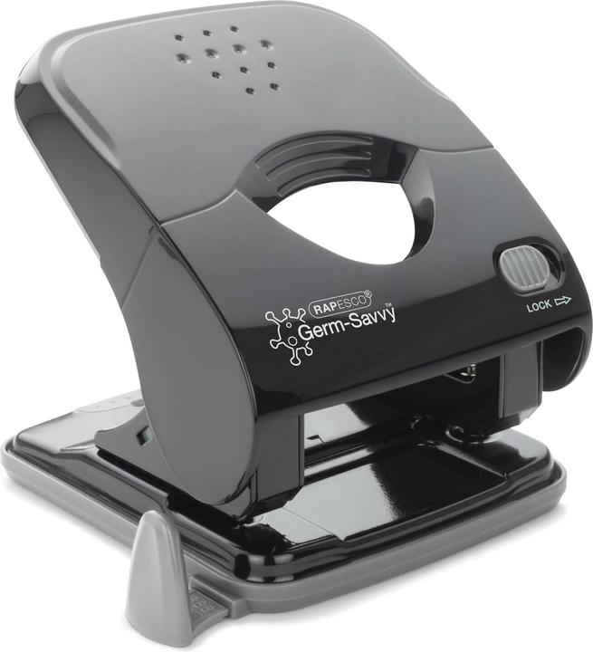 Rapesco X5-40ps ECO Less Effort 2-fach Locher, mit antibakteriellem Schutz Germ-Savvy (schwarz)