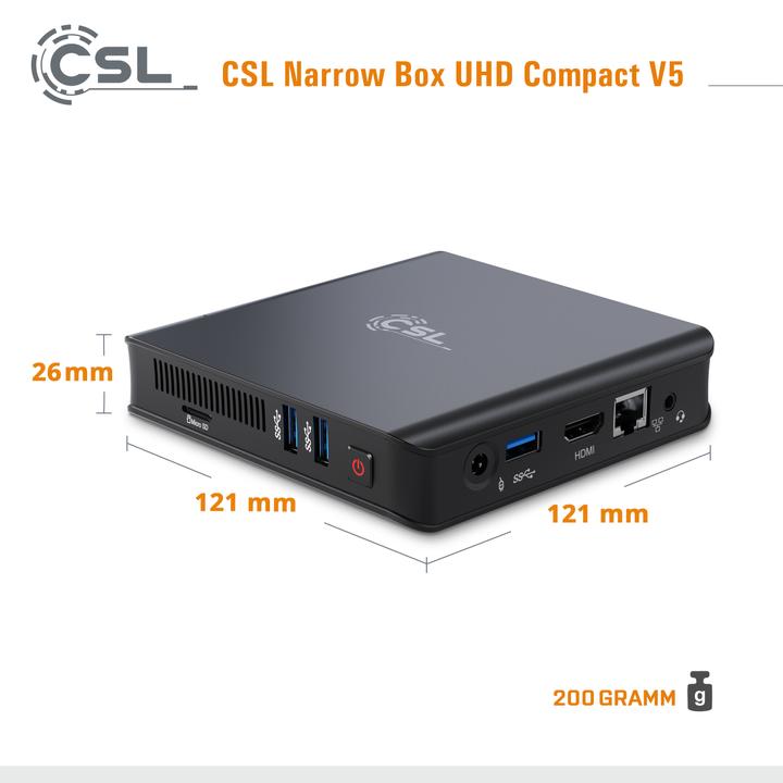Actual product image CSL Narrow Box Ultra HD Compact v5 (Intel Celeron N5100, 4 GB, 1000 GB, Intel UHD Graphics)