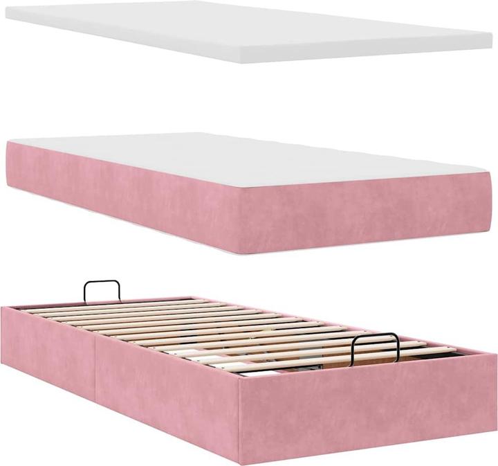 Immagine prodotto VidaXL Letto ottomano con materassi rosa 200x200 cm in velluto (200 x 200 cm)