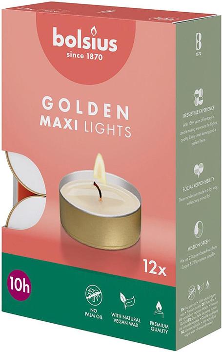 Immagine prodotto Bolsius Maxi tea light 10h oro 18pz (18 pz.)