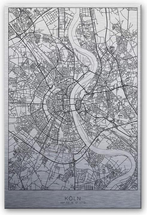 Actual product image Trenddeko Silver Effect City Map Cologne (70 x 100 cm)