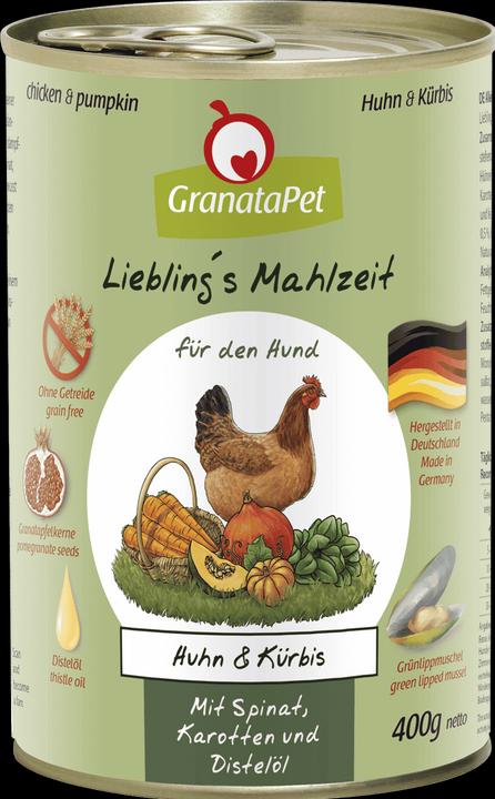 Actual product image Granatapet Liebling's Mahlzeit Huhn und Kürbis (Adult, 1 pcs., 400 g)