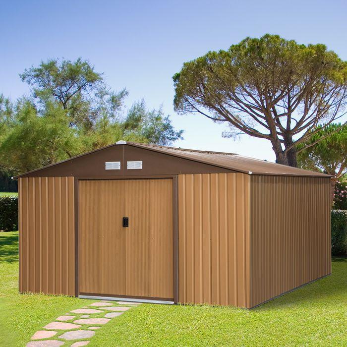Image du produit Swisshandel24 Abri de jardin avec plaque de fond Abri de jardin Abri de jardin en métal brun 340 x 386 x 200 cm