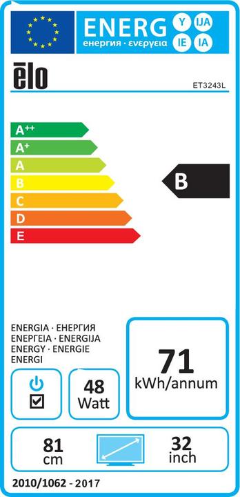 Label énergétique ēlo 3243L MONITEUR TACTILE LCD (1920 x 1080 pixels, 31.50")