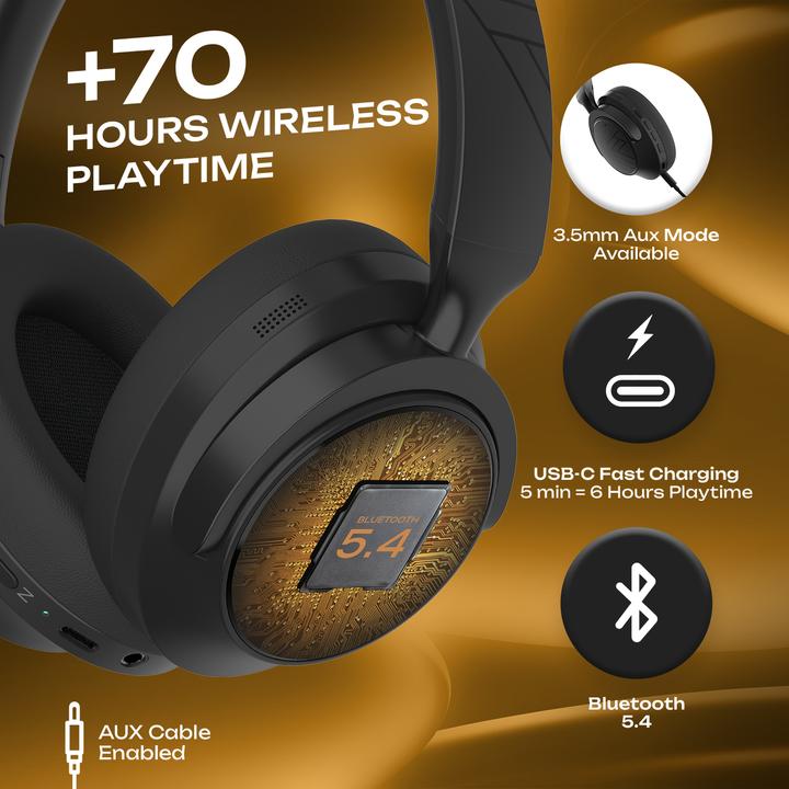 Produktbild PowerLocus MoonFly Over Ear Bluetooth-Kopfhörer mit ANC (70 h)