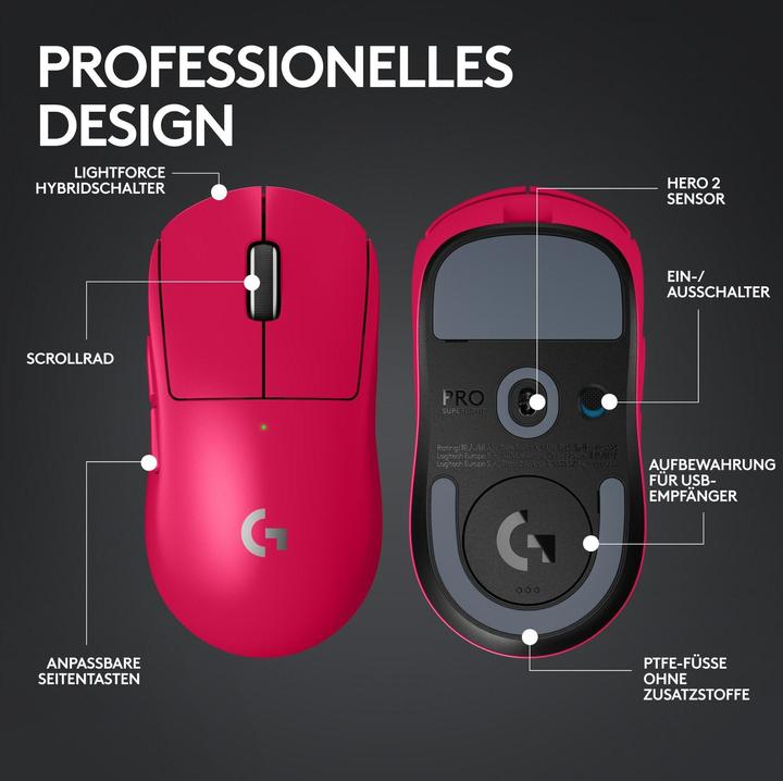 Immagine prodotto Logitech G G Pro X Superlight 2 (Senza fili, Cablato)