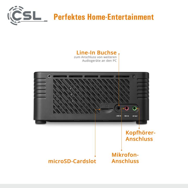 Immagine prodotto CSL Mini-PC X300 / 3200G / 8GB / 500GB SSD / Windows 11 Home (AMD Ryzen 3 3200G, 8 GB, 500 GB, Radeon RX Vega 8)