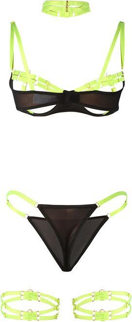Productafbeelding Subblime - 955281 BH-set met ketting en been details fluor groen L/XL (L)
