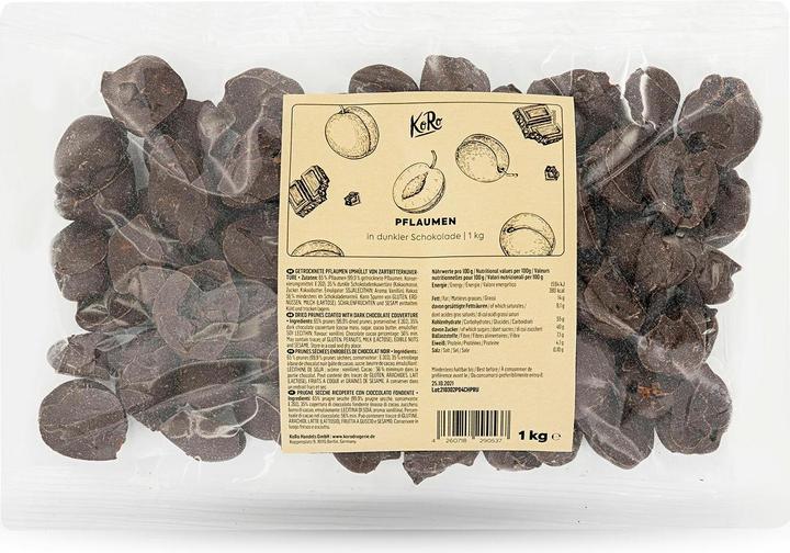 Actual product image KoRo Dried plums coated in dark chocolate coating (1000 g)