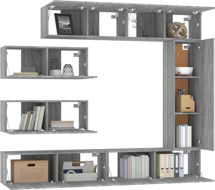 Produktbild VidaXL 7-tlg. TV-Schrank-Set Grau Sonoma Holzwerkstoff,Farbe: Grau (30 x 30 x 30 cm)