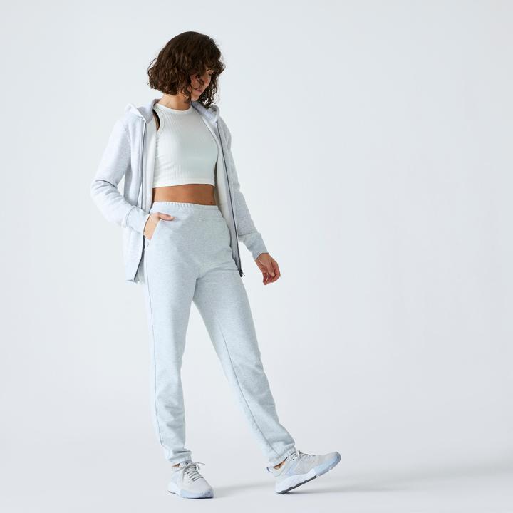 Actual product image Domyos Ladies slim jogging trousers - 500 light grey (W28/L31)