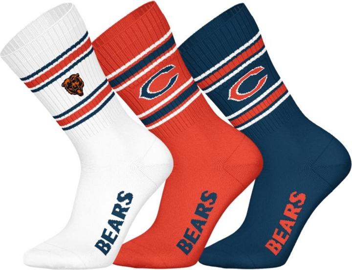 Barefoot Chicago Bears 3pk Crew Socks 43-46 (43 - 46)