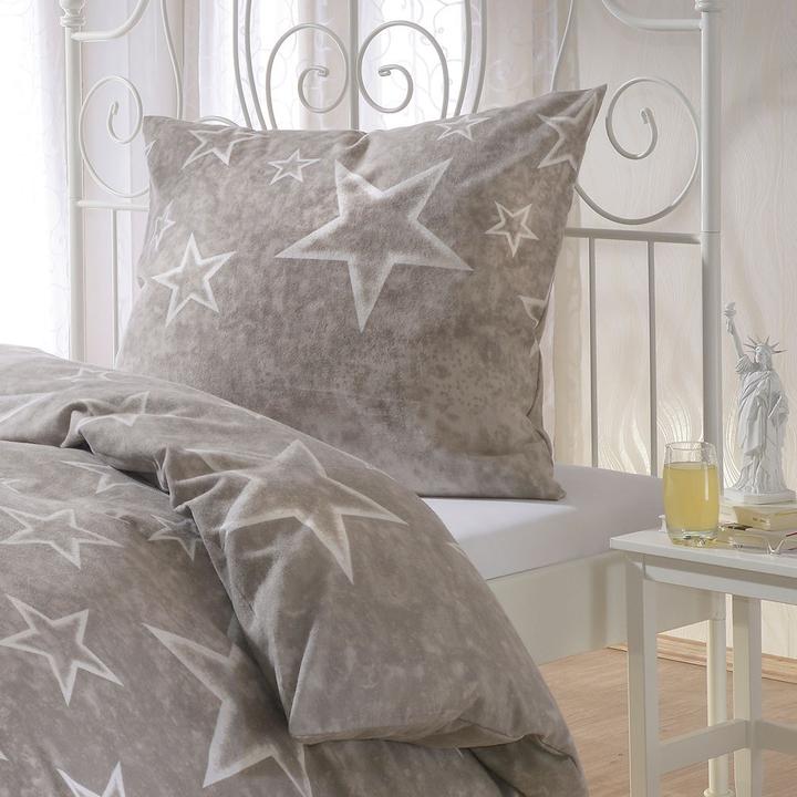 Produktbild BettwarenShop Sterne taupe (Bettwäsche Set, 155x200 cm + 80x80 cm)
