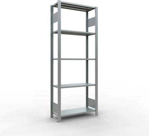 Sistema di scaffalature di base senza viti MULTIplus150 con ripiani di lunghezza