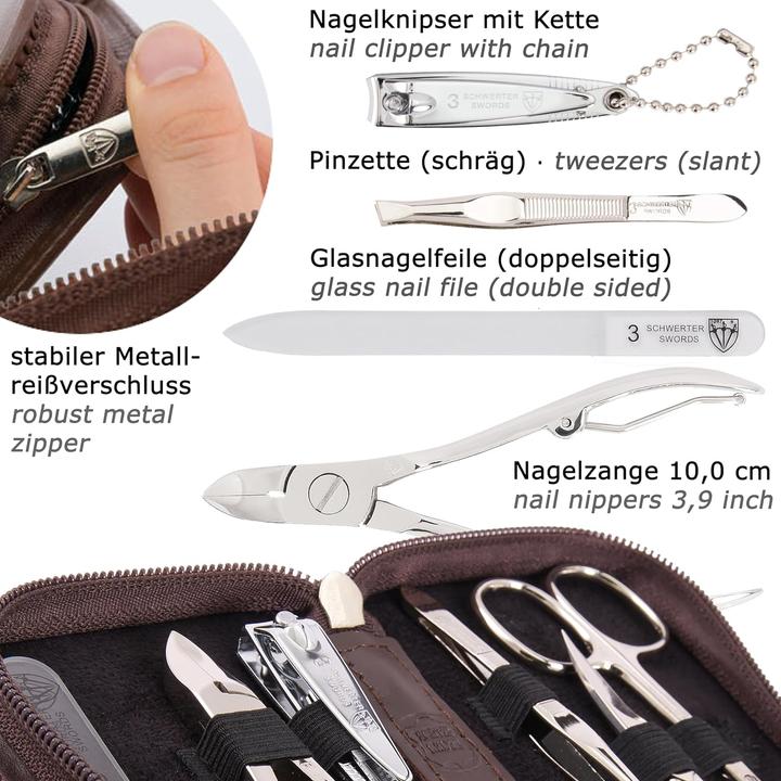 Immagine prodotto Kellermann Set manicure Verona, 6 pezzi, marrone, vera pelle