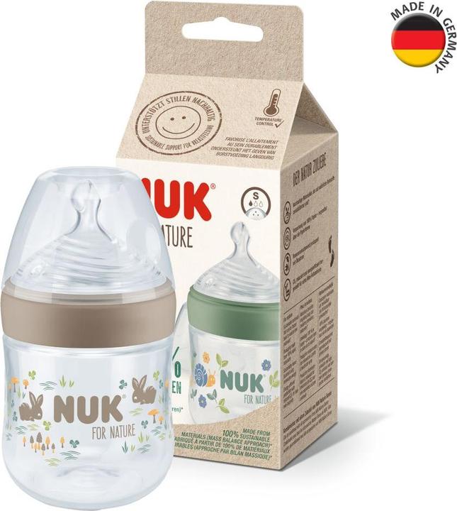 Produktbild NUK for Nature Babyflasche mit Temperature Control, mit brustähnlichem Silikon-Trinksauger aus nachh (150 ml)
