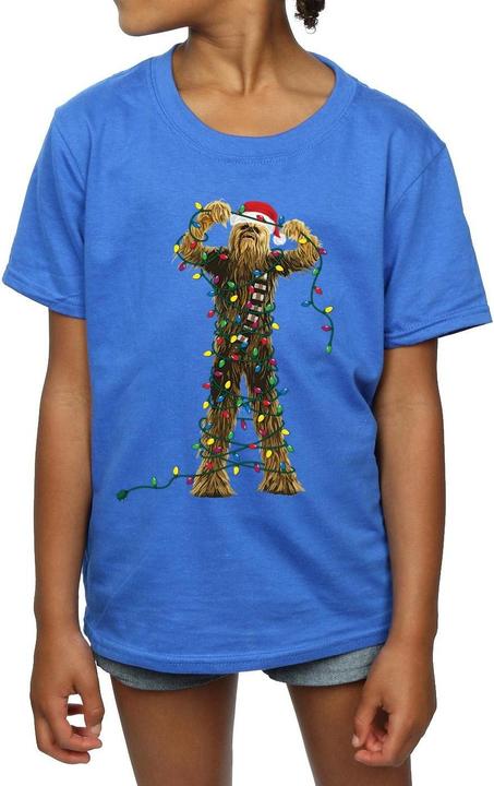 Actual product image Star Wars Girls Chewbacca Christmas Lights Cotton T-Shirt (140, 146)