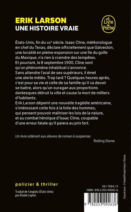 Immagine prodotto Une histoire vraie (Francese, Erik Larson, 2024)