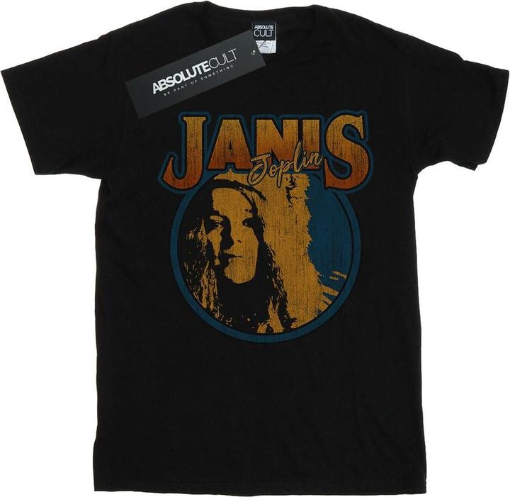 Actual product image Janis Joplin Womens/Ladies Distressed Circle Cotton Boyfriend T-Shirt (XL)