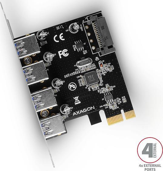 Produktbild Axagon PCEU-430VL Kontroler PCIe 4x port USB 3.2 GEN 1, UASP, chipset VIA