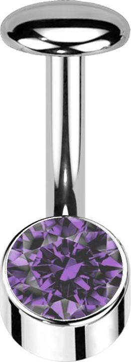 Star Piercing Threadless Labret-Stab Banane silber Zylinder silber Kristall violett (Titan G23)