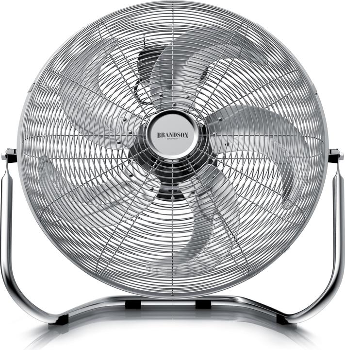 Produktbild Brandson Windmaschine Chrom Bodenventilator im Retro Stil, hoher Luftdurchsatz, 120W, Silber, 50cm Ø, neigbar