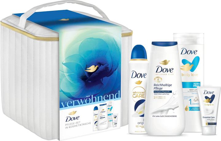 Produktbild Dove Geschenkset Verwöhnend mit Kosmetiktasche 4-teilig (Körperpflegeset)