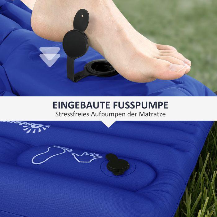 Produktbild Swisshandel24 Camping-Luftmatratze, inkl. Pumpe, schnell aufblasbar, robust, 195x70x10cm, Blau