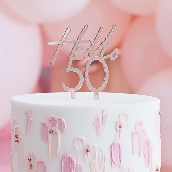 Actual product image Ginger Ray Cake topper Rose gold "Hello 50