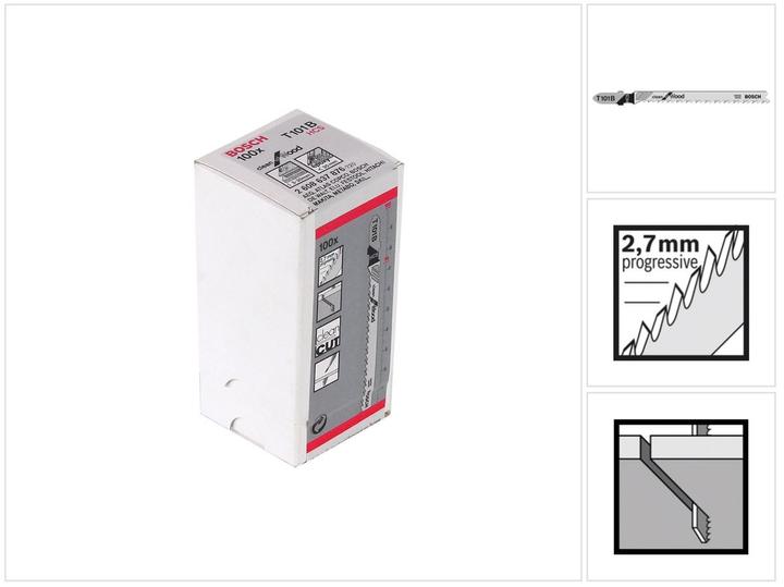 Produktbild Bosch Professional Zubehör Stichsägeblatt T 101 B Clean for Wood, 100er-Pack
