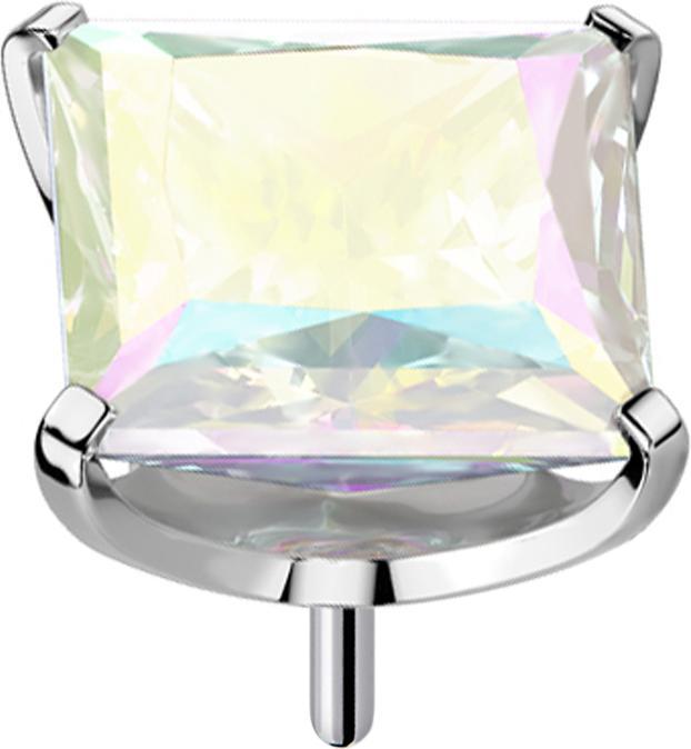 Star Piercing Threadless silber mit quadratischem Kristall multicolor gefasst (ohne Messing, Titan G23)