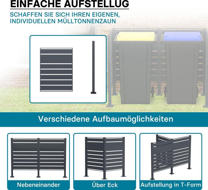 Actual product image Wiltec Waste bin fence extension module anthracite Privacy screen waste bin box