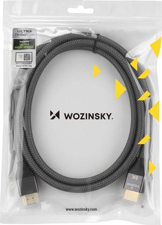 Actual product image Wozinsky cable HDMI 2.1 8K 60 Hz 48 Gbps / 4K 120 Hz / 2K 144 Hz 1 m Silver (WHDMI-10) (1 m, HDMI)