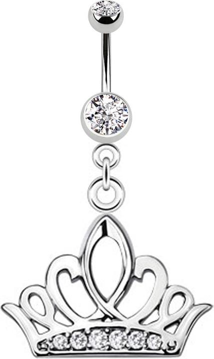Image du produit Star Piercing Banane argent avec pendentif Tiara couronne argent (Acier chirurgical 316L, sans laiton)