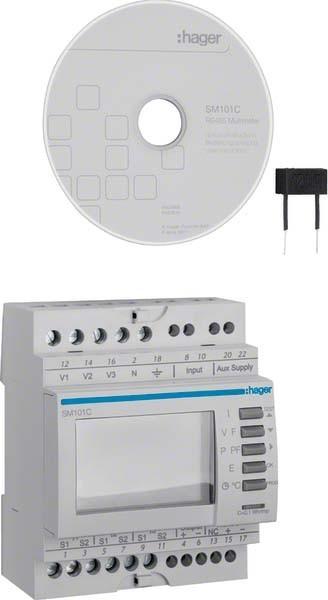Actual product image Hager HAG SM101C multimeter for top hat rail with RS485